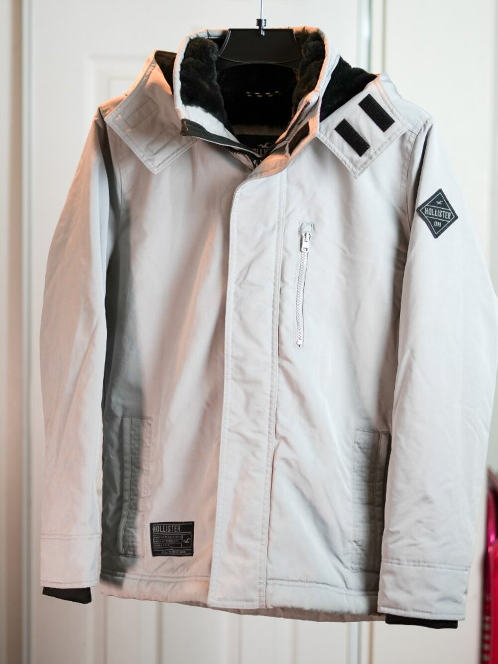 Hollister All-Weather Performance White/Grey Parka Jacket/Coat
